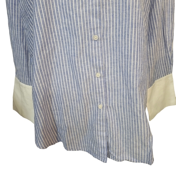 Vero Moda Lenora long sleeved shirt blue and white striped size small - Picture 4 of 13